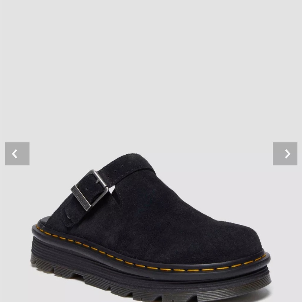 Dr. Martens Black Suede Slip-On Slingback Platform Mule Loafers
